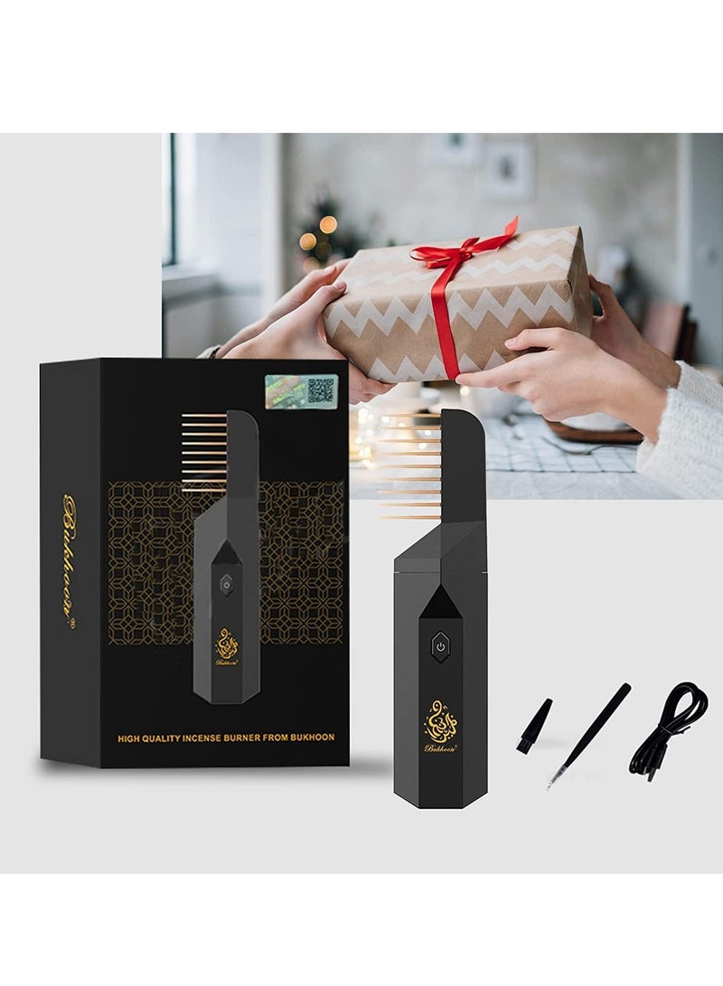 مبخرة بخور محمولة، بخور عربي كهربائي  حامل البخور الرمضاني الإسلامي باور تشارج للشعر والملابس، أسود - Image 4